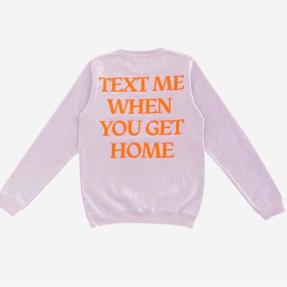 Lonely Ghost Text Me Crewneck Lavender with Orange